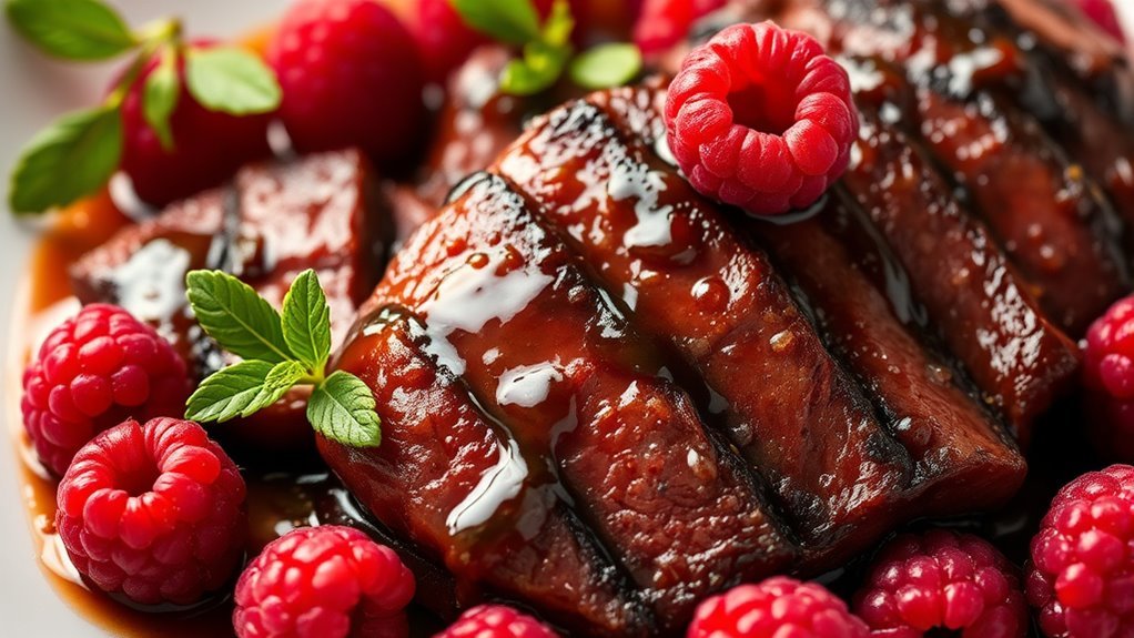 bright tart raspberry accents