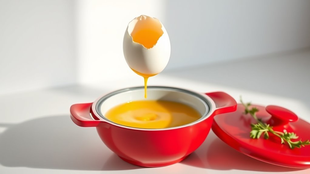 crack egg carefully inside