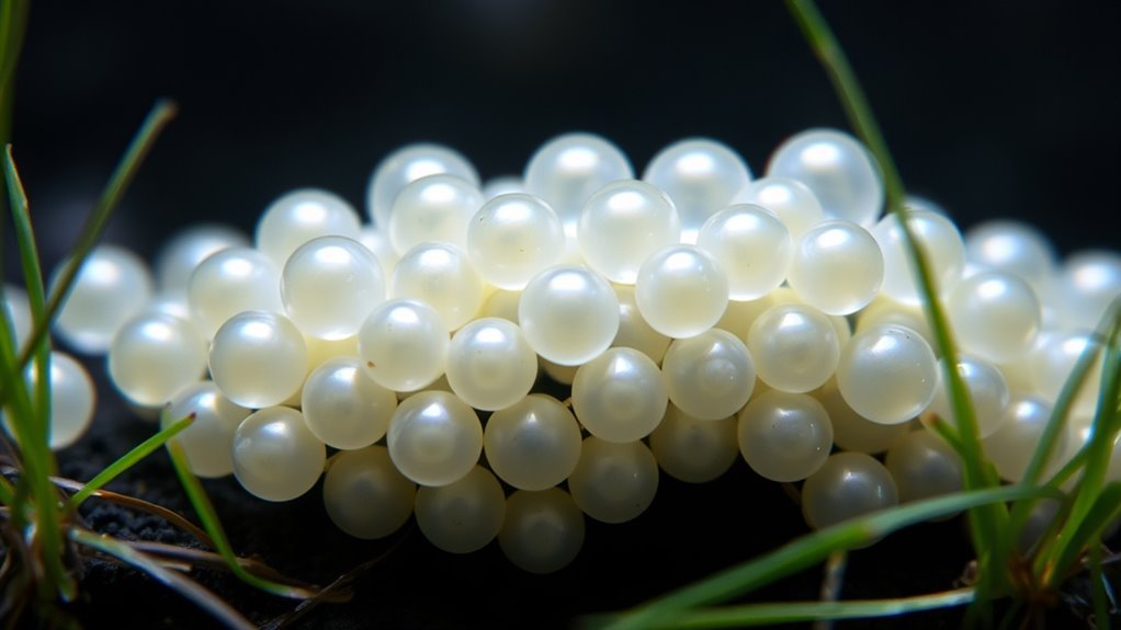 small translucent egg clusters