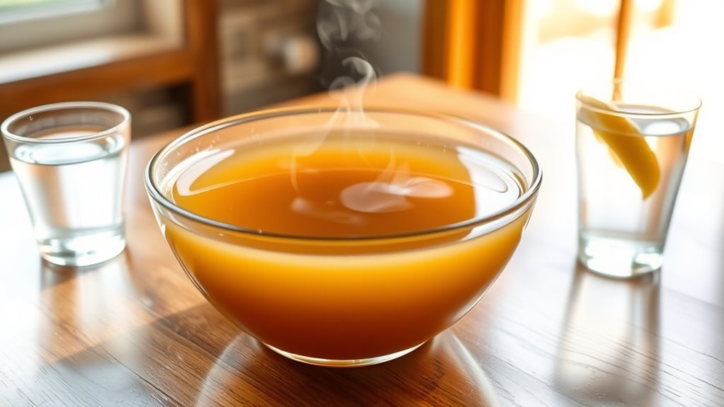 beef broth as clear liquid