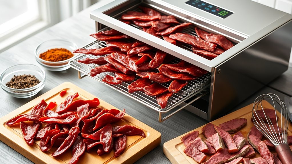 dehydrate seasoned beef strips