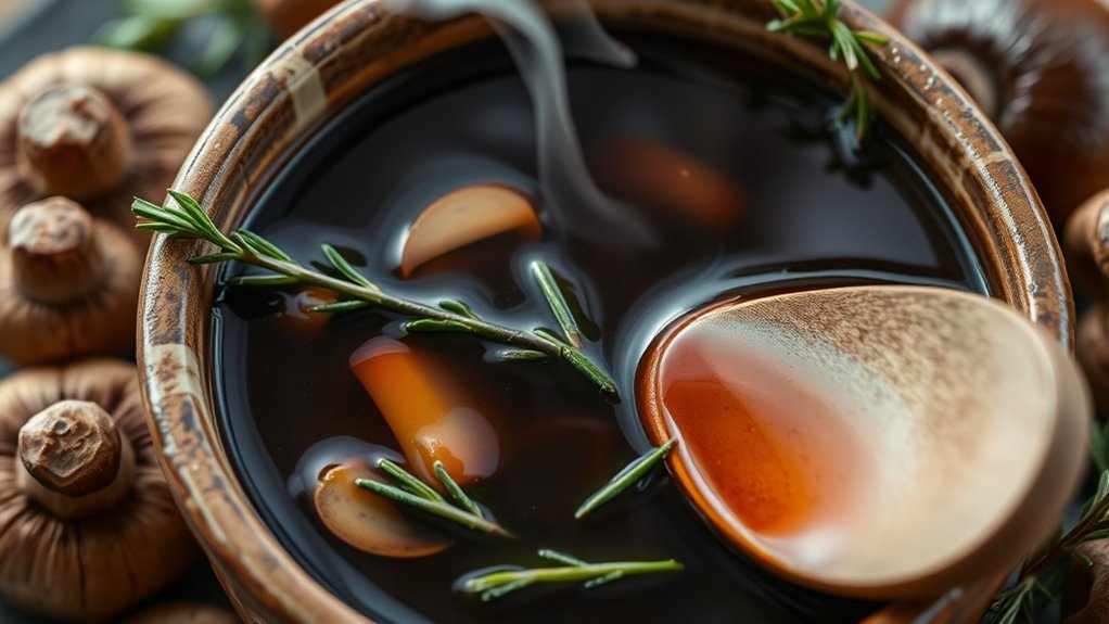 earthy umami mushroom broth