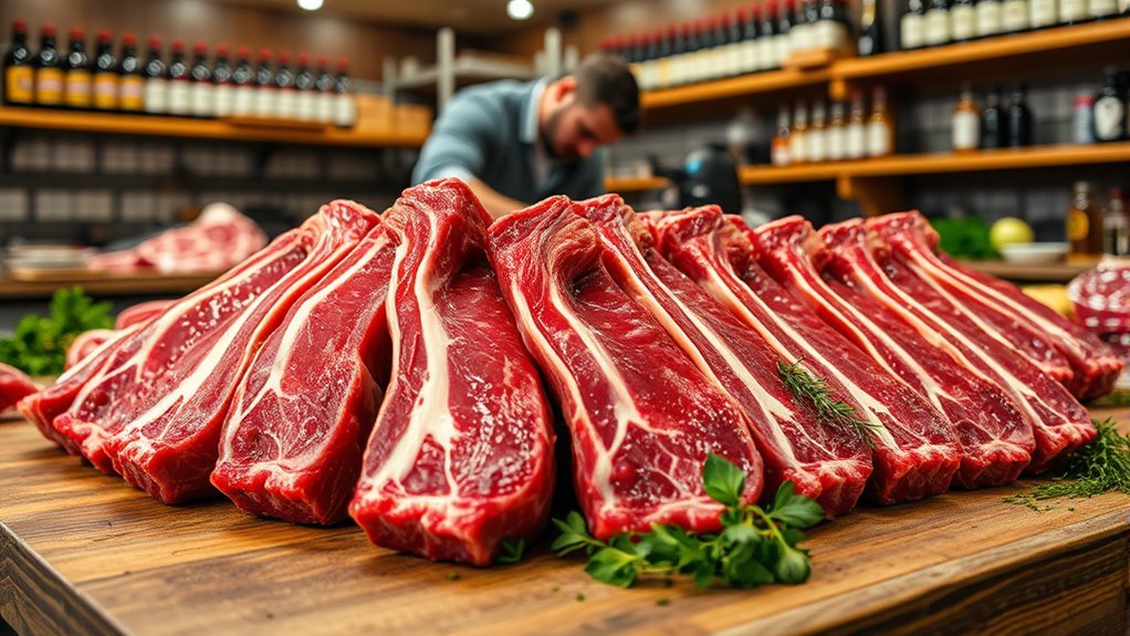 look for bright red meat