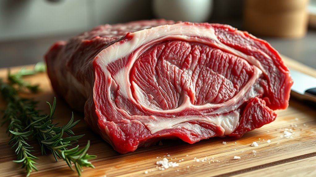 recognizable marbled bone in roast