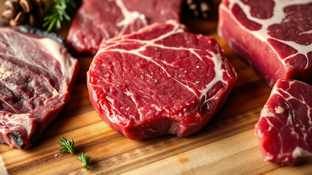 tender marbled muscle slices