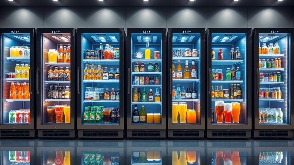 top glass door beverage fridges